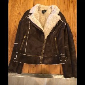 Mango Faux Shearling Moto Jacket